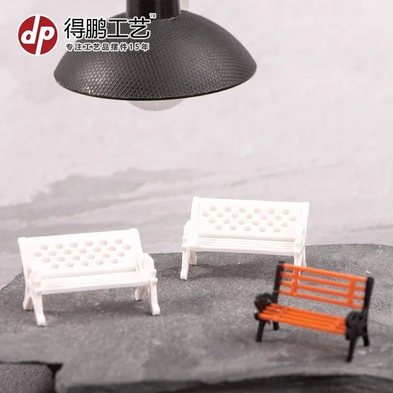 10Pcs Model Park Bench Mini Garden Ornament Miniature Park Bench Craft DIY Figurines Landscape Bench Model Garden Decor Crafts