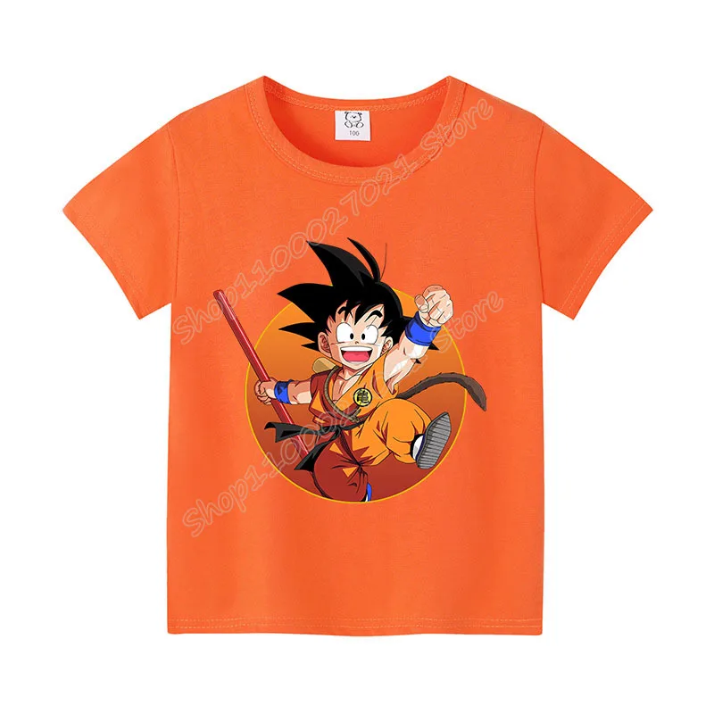 Dragon Ball Goku t shirt dla dzieci nowa bawełniana kolorowa odzież seksowne Anime bluzki śliczne ubrania Cartoon Figure Sunmer Tee prezent dla