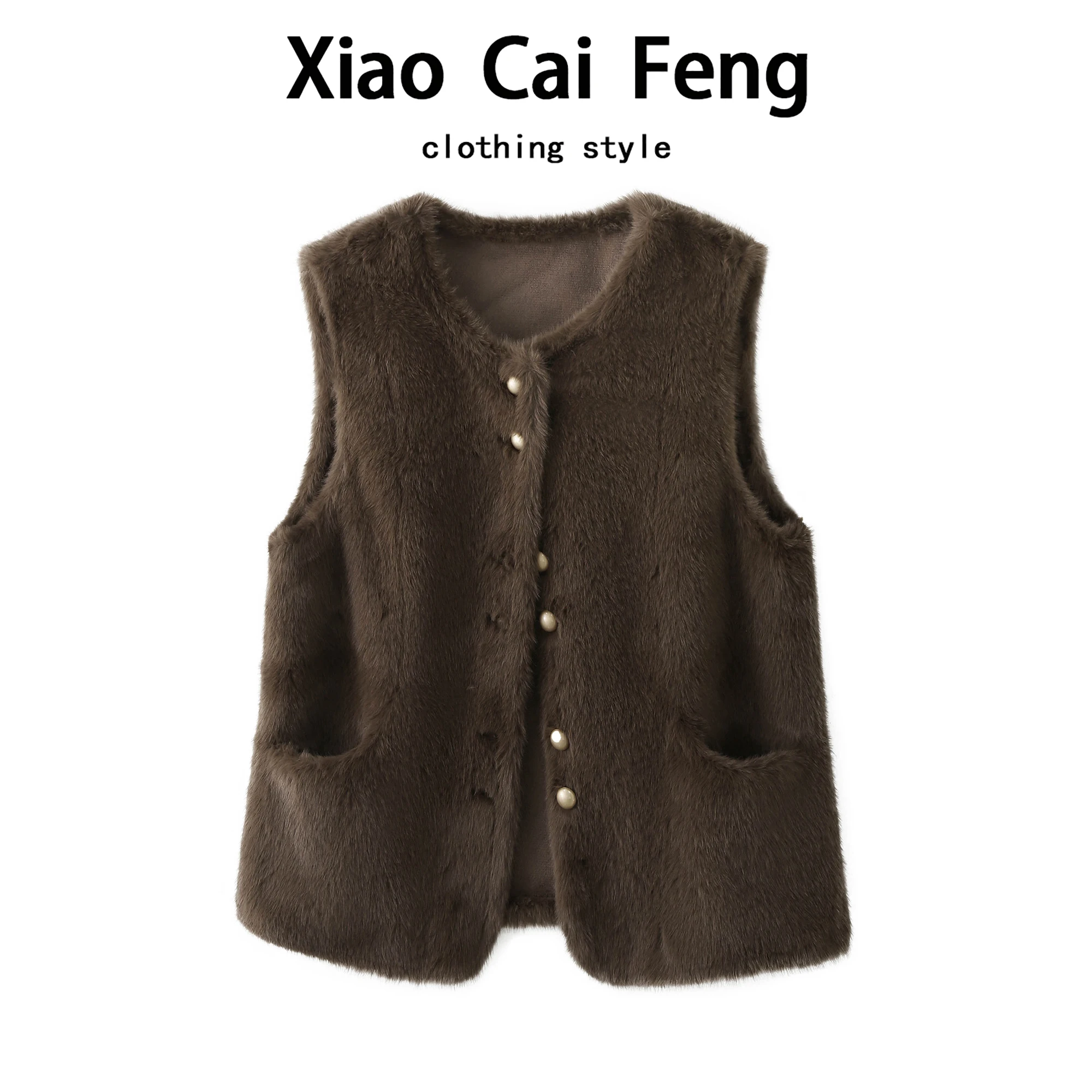   Chaleco de visón sintético para mujer, abrigo cálido con forro de piel y cuero, Dreng Poem Faion, otoño e invierno