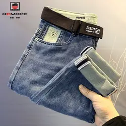 Jeans jeans slim fit masculino, streetwear confortável, designer de corpo inteiro, roupas de luxo coreanas elegantes, moda