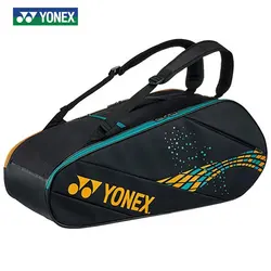 YONEX сумка для бадминтона, натуральный рюкзак для теннисных ракеток из искусственной кожи, большая вместимость, вмещает до 12 ракеток, тренировочное оборудование для соревнований в помещении