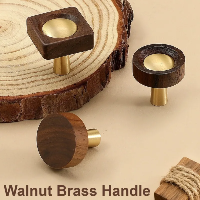 Retro brass single-hole drawer cabinet door handle walnut bedside table cabinet TV cabinet handle