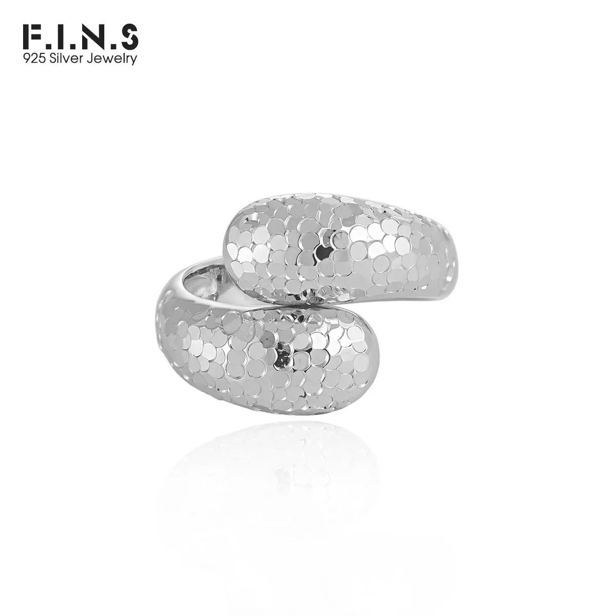 F.I.N.S Irregular Staggered Original Pure S925 Sterling Silver Open Ring Harmmered Scale Finger Fine Jewelry Luxury Accessories