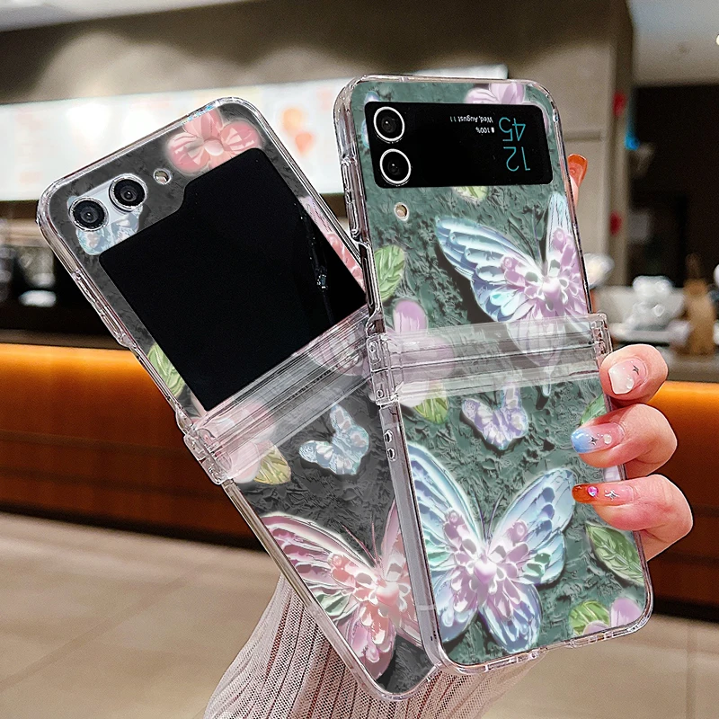 Transparente Hartschalen-Handyhülle mit Schmetterlingsdruck für Samsung Galaxy Z Flip8 Flip6 Flip7 FE Flip 8 7 6 5 4 3 5G Stoßfeste Durchsichtige Schutzhülle – Detail 4