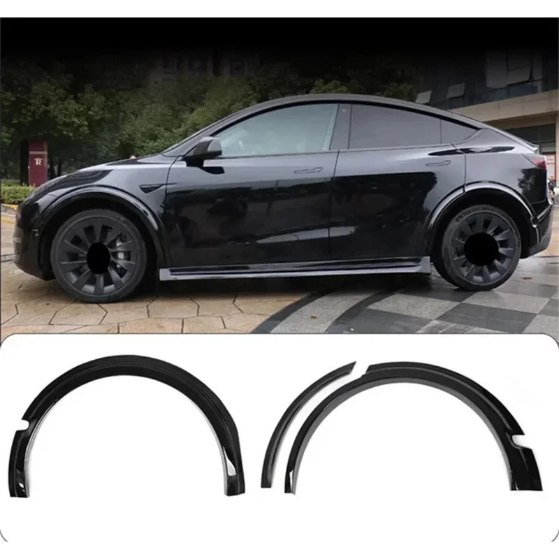 Gloss Black Wide Fender Trim Wheel Eyebrow Body Kit For Model Y 2023 Upgrade Replacement Parts