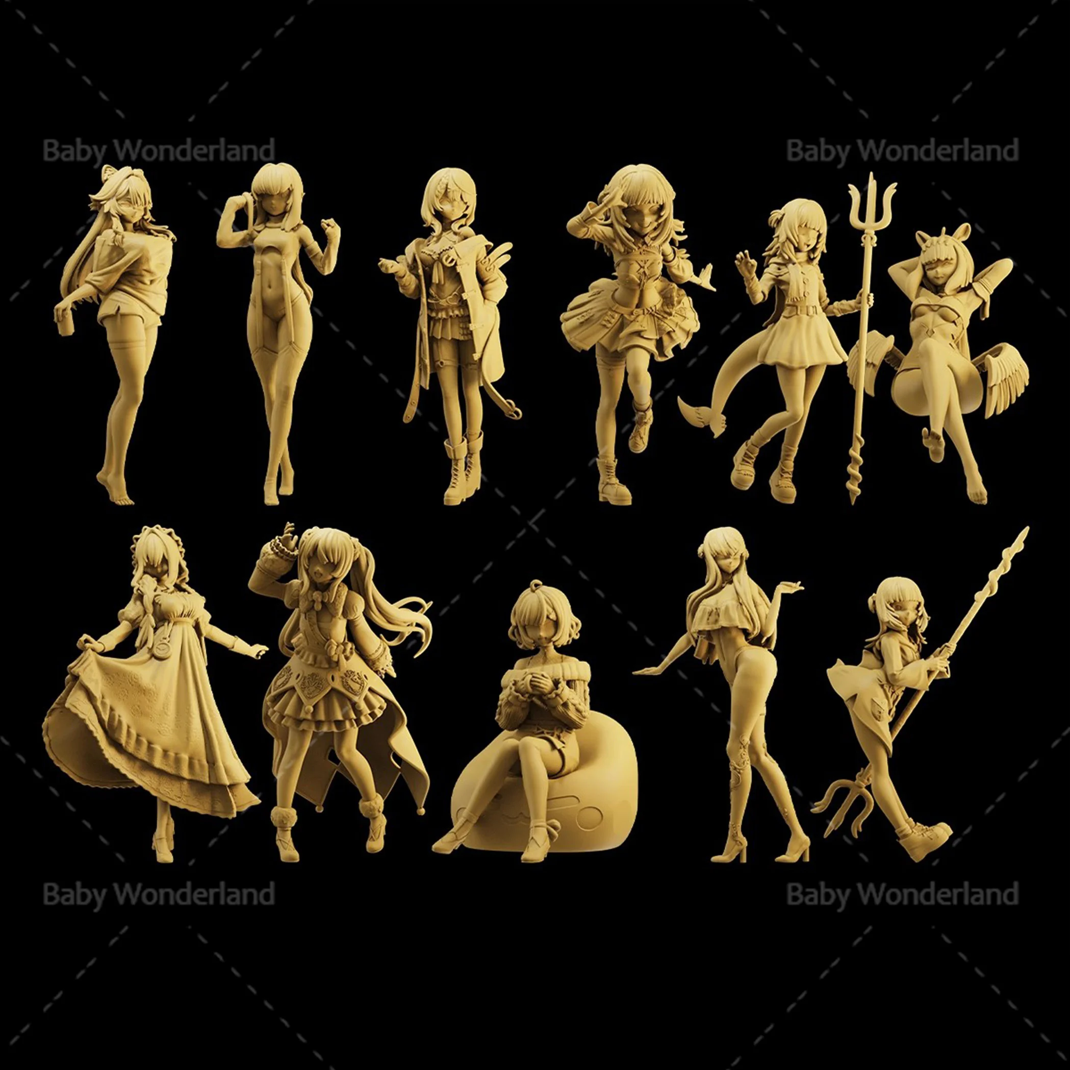 

Unpainted Miniatures 1/64 1/43 1/35 Daily Life Street Photography Beautiful Anchor Maid Dolls Model Creative Scene Prop Car Toys
