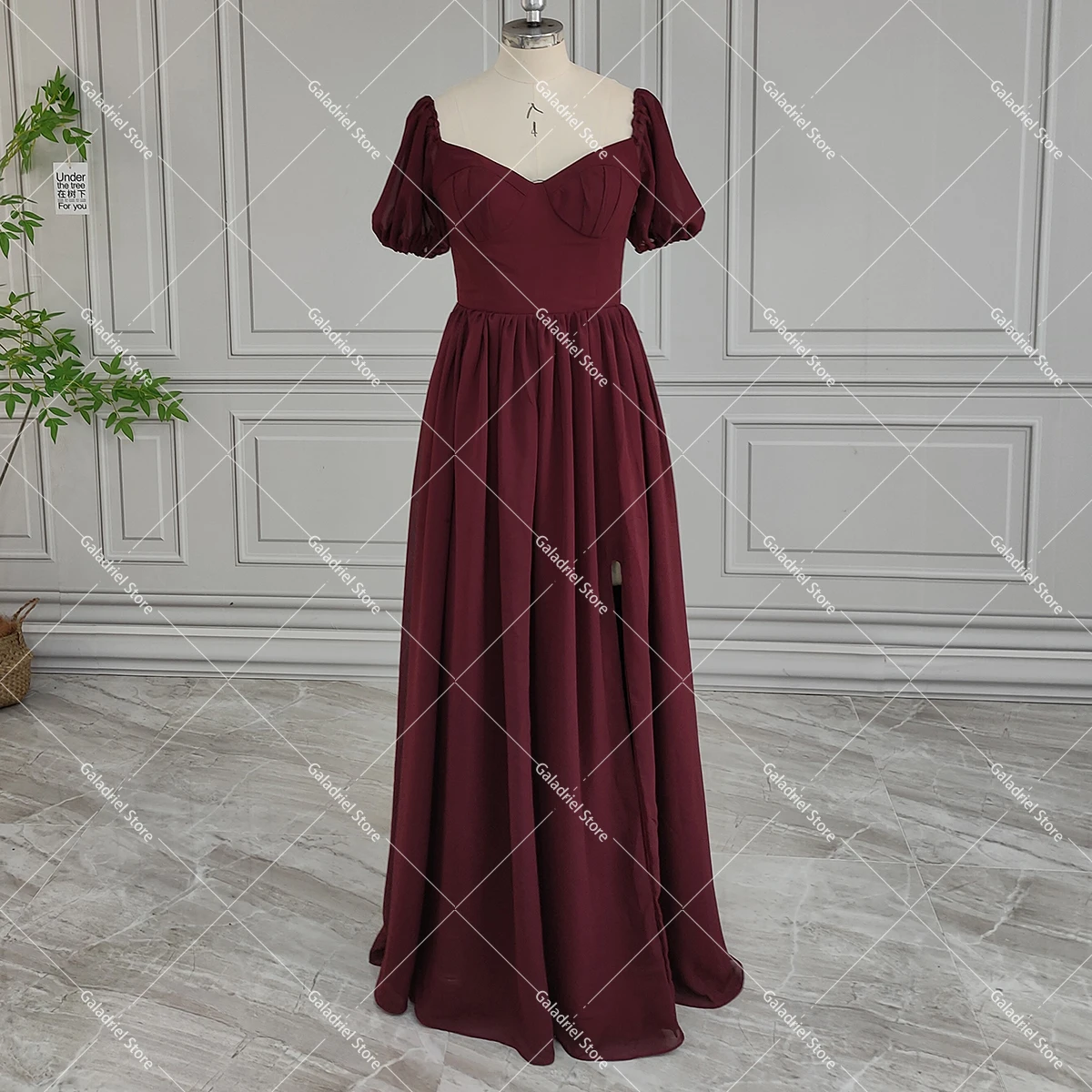 Short Sleeves Sweetheart Evening Dress Full Length Open Back Self-Tie Sash Customized Real Photos Bridesmaid Gowns Build In Bra