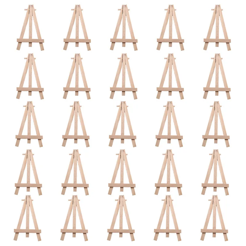 6Pack X(25 Pieces Mini 5 Inch Wooden Easel for Display Photos Small Canvases Classroom DIY Arts and Crafts Business Cards