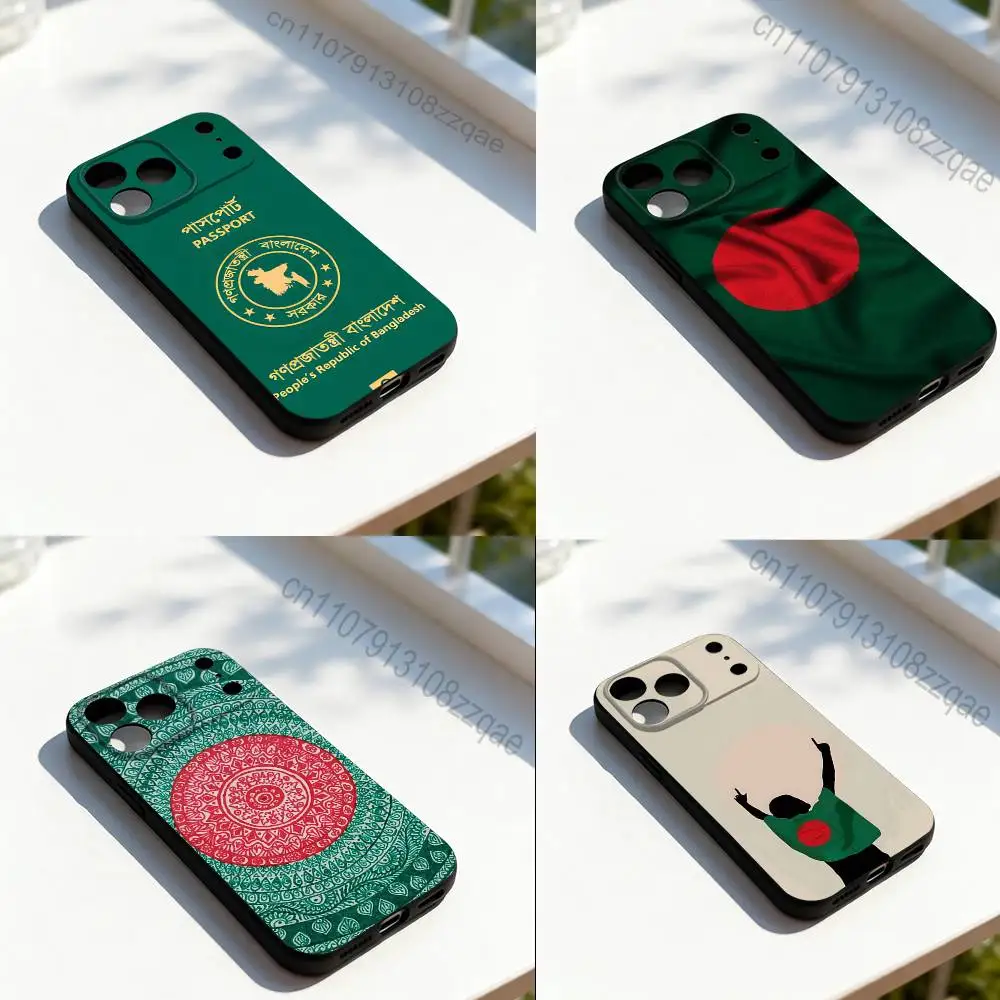 

Bangladesh Flag Art For iPhone 17,16,15,14,13,12,11,Pro,Max,Plus,E,SE4,Air,Mini Black Soft Cover Phone Case