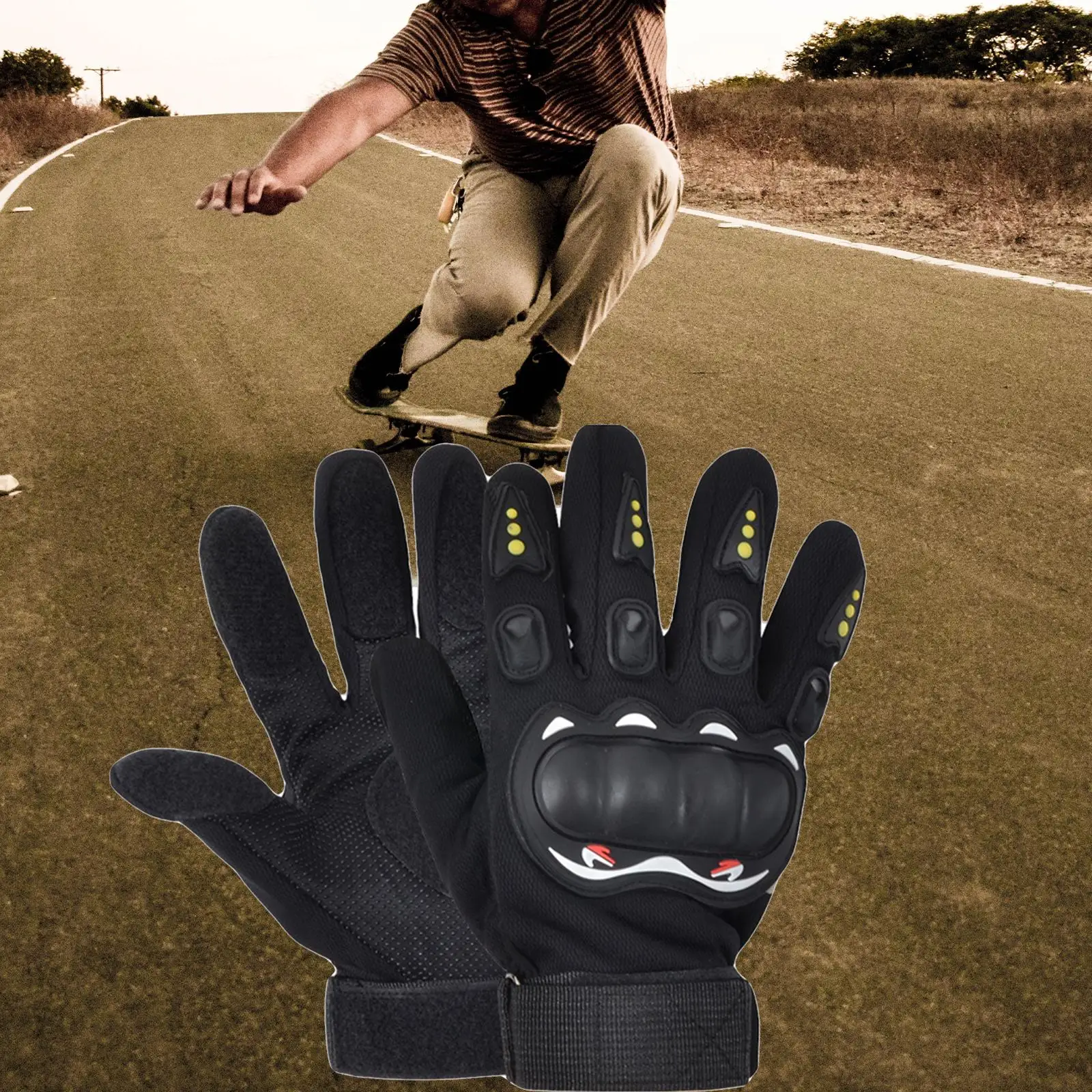 Skateboard Sliding Gloves Skate Protective Gear Breathable Impact Wrist Guard Adjustable Strap