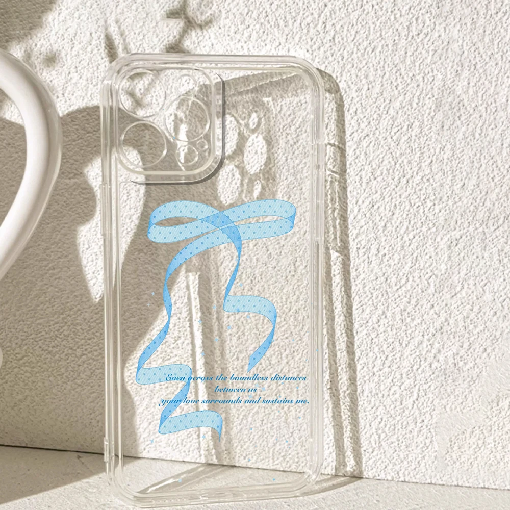 Dreamy Wave Dot Ribbon Silicone Phone Case for IPhone 17 16 15 14 13 12 11 Pro Xs Max Air Mini 7 8 6 6s Plus SE 2020 2022 Cover