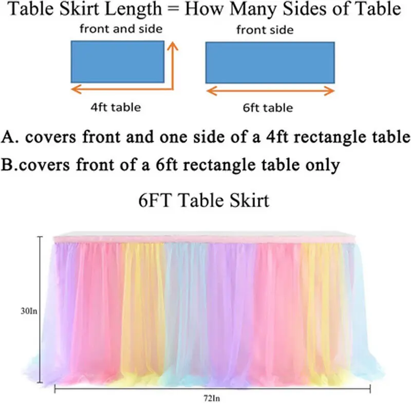 6FT 9FT Birthday Party Table Skirt Decor Hotel Wedding Banquet Tablecloth Solid color Table cover Xmas Halloween Decorations