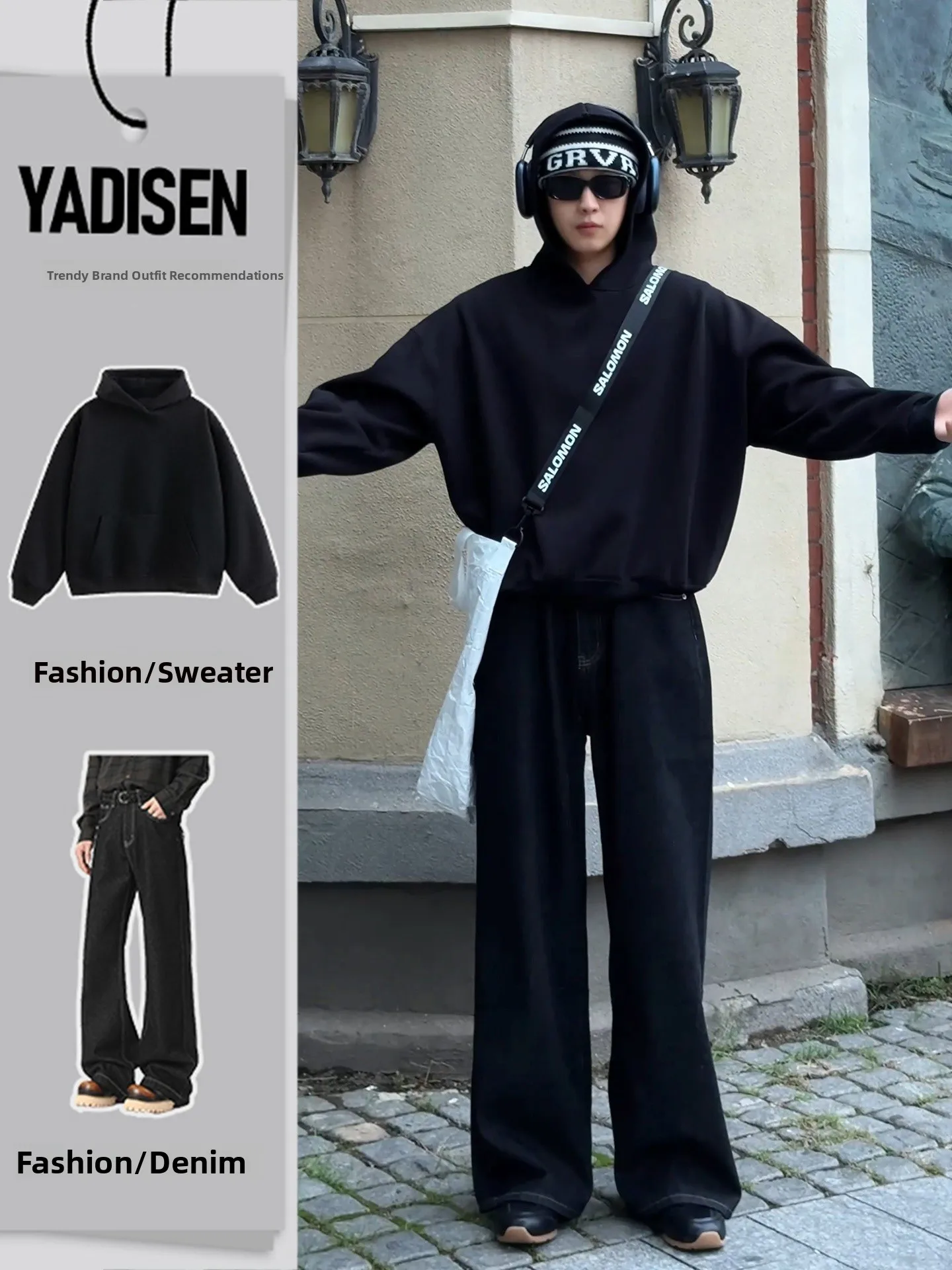 

Мужской комплект: худи и джинсы, осенний модный корейский костюм с длинными рукавами, молодежный повседневный образ