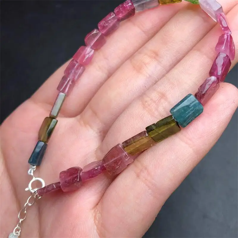 6MM Natural Tourmaline Freeform Bracelet For Women Men Love Gift Crystal Beads Strands Jewelry Gift 1PCS