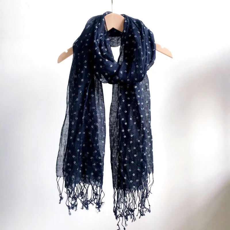 Spring And Summer High Quality 100% Natural Linen Scarf Retro Versatile Large Long Shawls