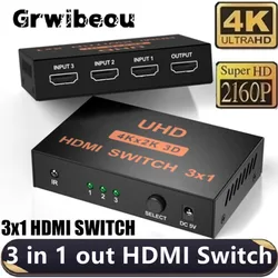 HDMI-Compatible Switch 4K KVM Switches 3x1 HDMI-compatible Switch 3 In1 Out for DVD HDTV Xbox TV Box PS4/3 HDMI Switcher Adapter