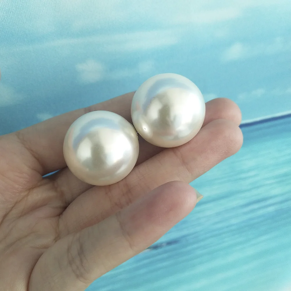 2cm Big Simulated Pearl Earrings Temperament Simple Personality White Statement Earrings For Women Korean Earrings  Jewelry Gift