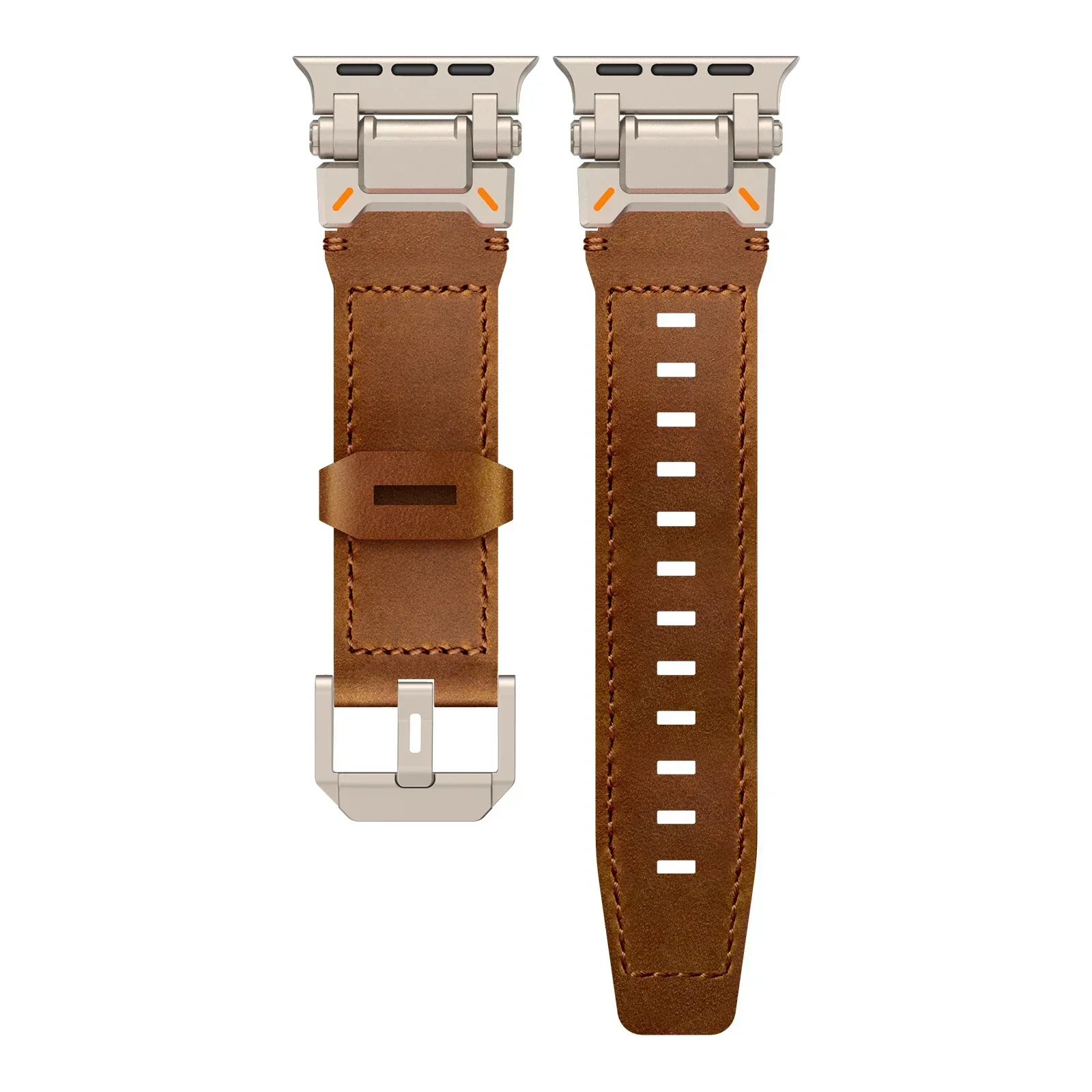 حزام جلدي لساعة أبل الترا 49 ملم 45 ملم 42 44 ملم سوار رجالي فاخر لساعة iWatch se 6 5 4 Series 9 8 7 Ultra 2