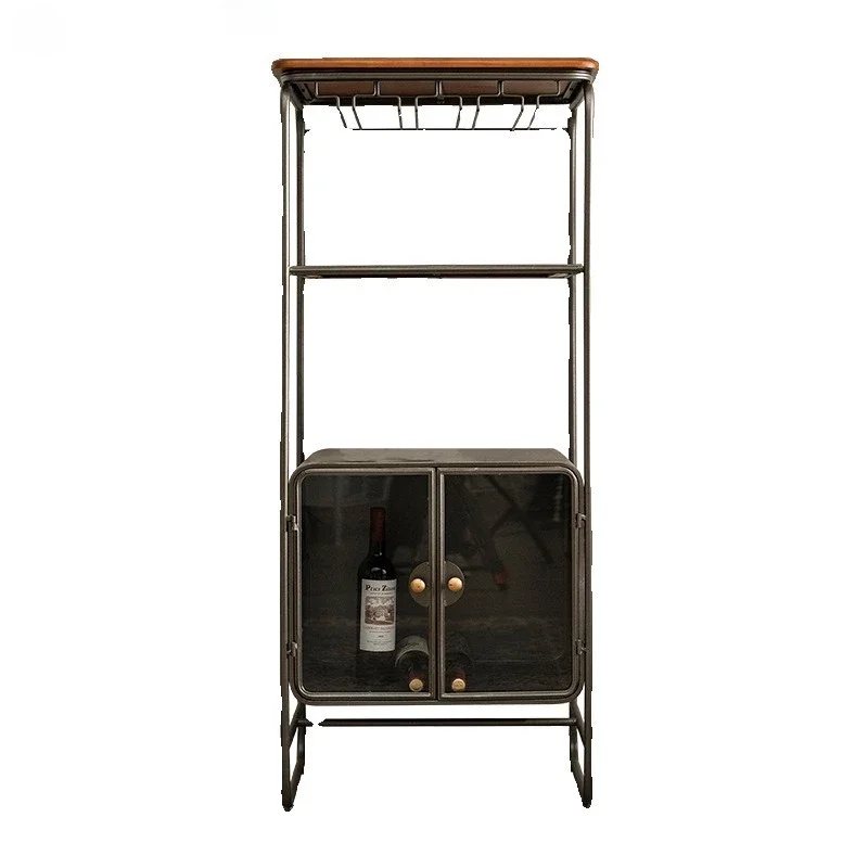 

Wine cabinet rack floor to ceiling retro industrial style living room against the wall Wine glass shelf upside down