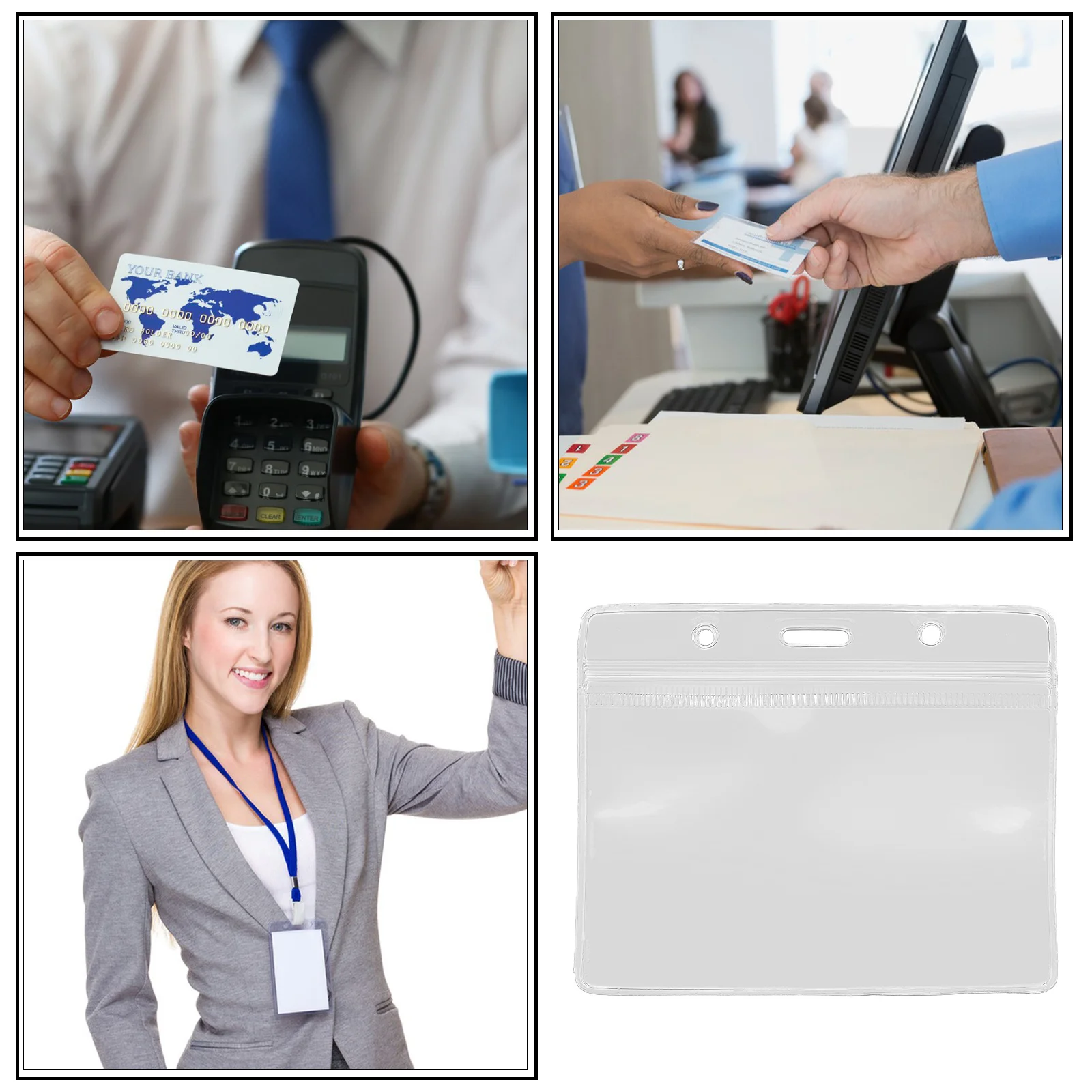 

50pcs Transparent Badge Holder Clear Reusable Name Badge Sleeve For Id Card Protection Small Card Sleeves Anti-Scratch Cards