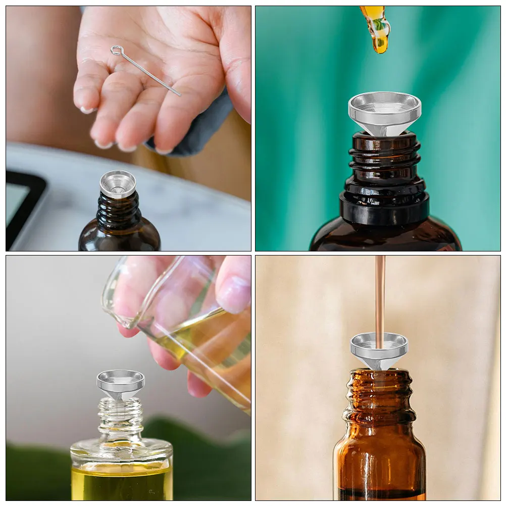 

2pcs Perfume Dispenser Mini Stainless Steel Funnel for Bottles Liquid Powder Sand Water Oil Packaging Tool Kit Small Kitchen