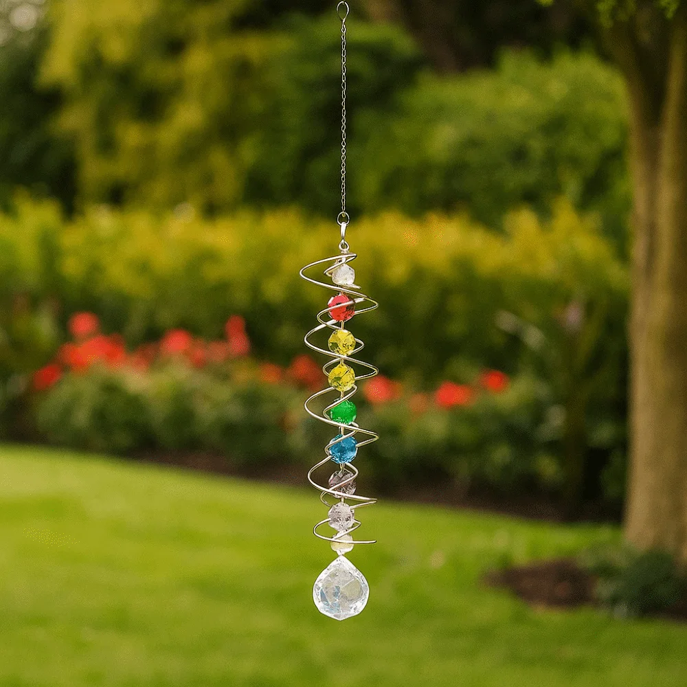 Creative 3D Crystal Rotate Sun Catcher Colorful Hangings Sun Catcher Wind Chime Decorative Rainbow Maker Home Decorations