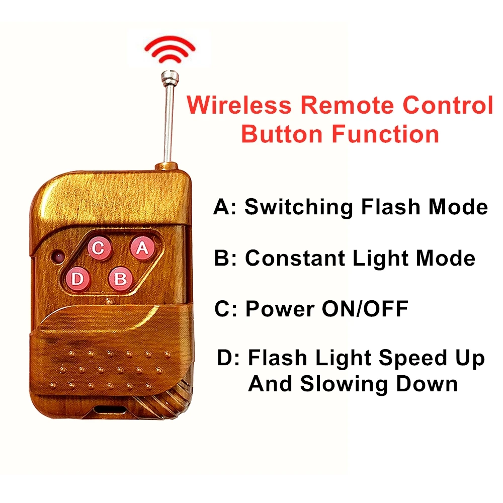 Car Grille Strobe Warning Lights Only Wireless Remote Control And Manual Button Controller DC12V