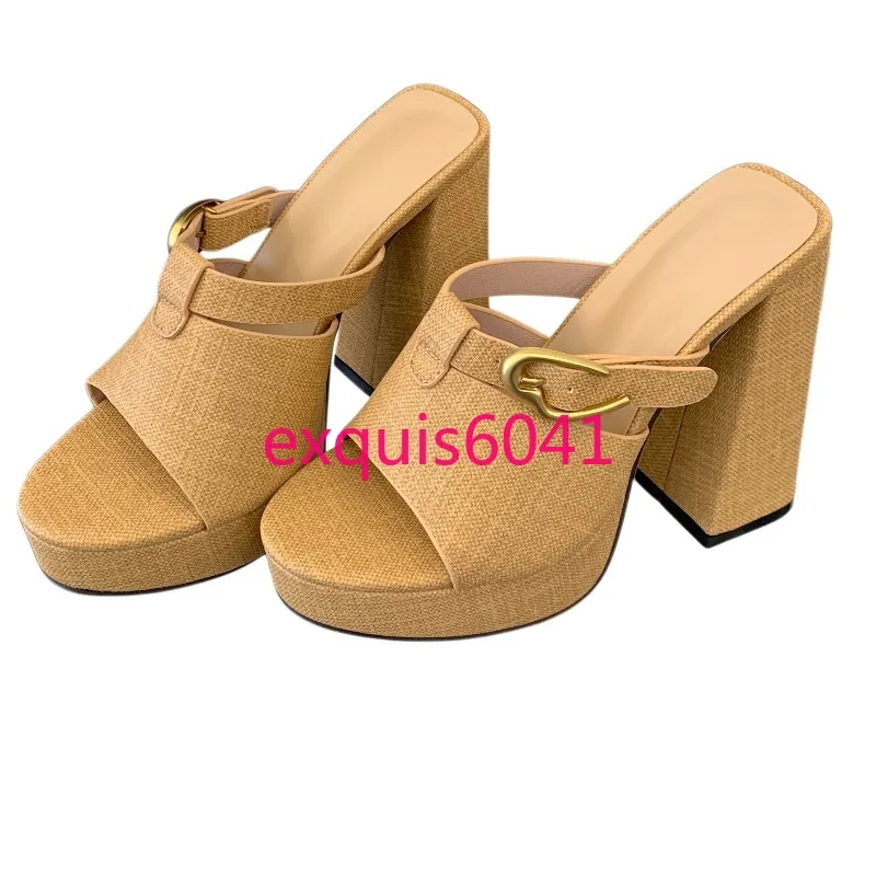 New Women's Platform Chunky Heel Sandals with Decorative Buckle Decoration Extra-high Open-toe Sandals Size 35-42