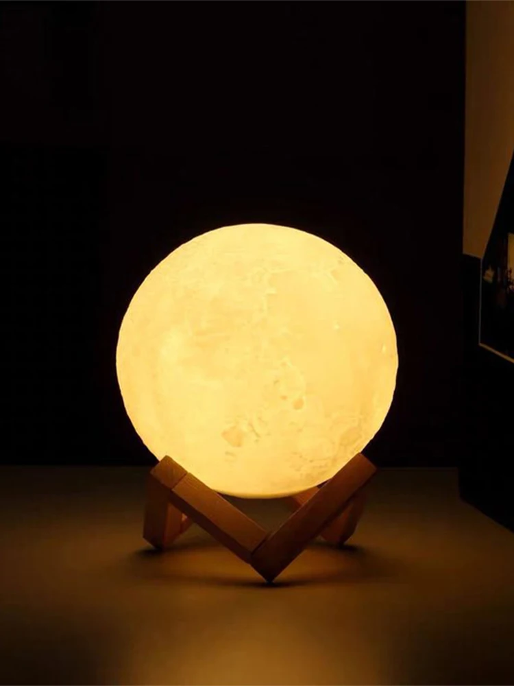 Imagem -02 - Creative Moon Led Lamp Small Night Light Stand Starry para Quarto Decoração de Cama Ambiance Light Presente Infantil