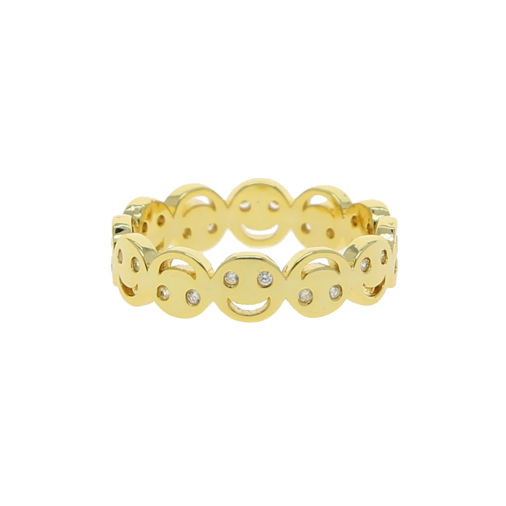 Gold Farbe glücklich Lächeln Gesicht Ringe für Frauen Mädchen Stimmung Emoji Fingerring hohe Qualität mentale Messing Mode Schmuck Anillos Mujer