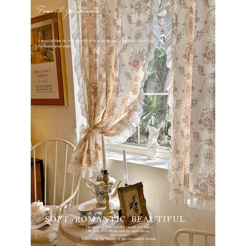 Custom Size！European Retro Palace Style Luxury Printed Elegant Fashion Curtains for Living Dining Room Bedroom White Tulle Decor