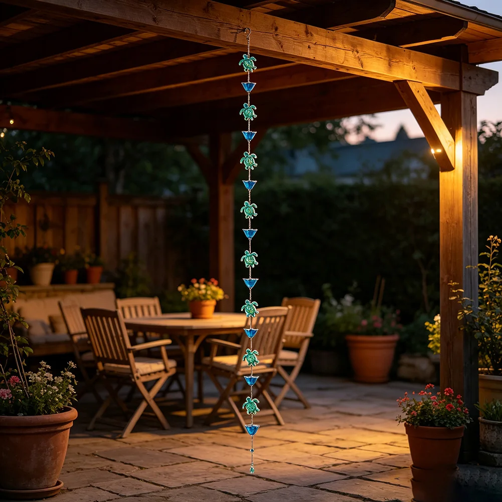 Wrought Iron Flower Rain Chain Rain Bell Ornaments Villa Courtyard Eaves Guide Rain Supply Water Chain Decoration Art
