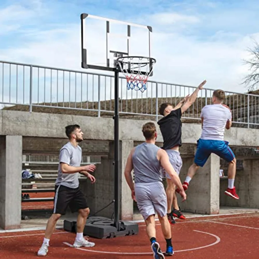 Aro de baloncesto portátil para exteriores, cancha de portería de baloncesto de 9,512 pies de altura ajustable para adultos con tablero trasero de 44 pulgadas