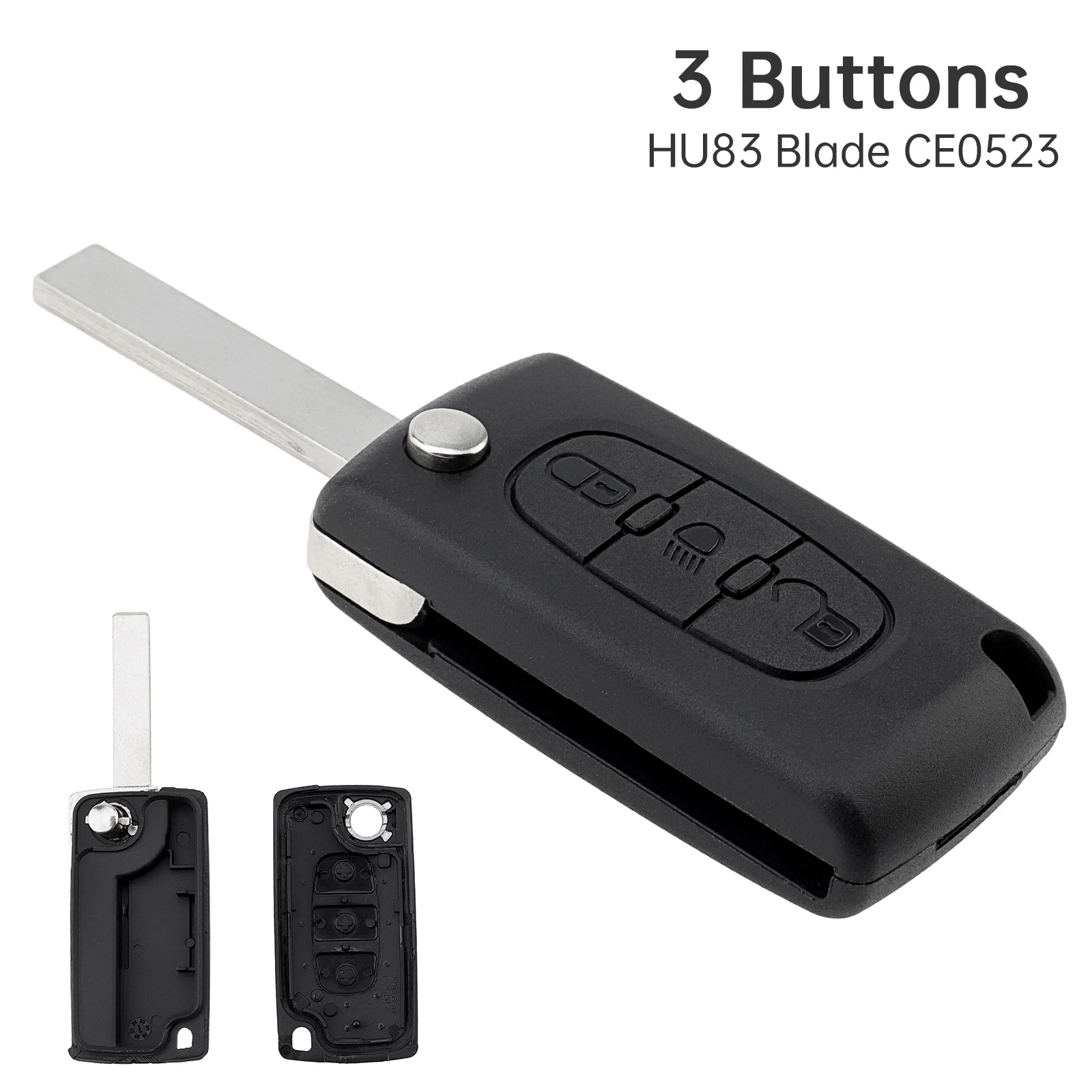 

3 Buttons Car Remote Key Fob Case Shell Fit for Peugeot Citroen C1 C2 C3 C4 C5 C6 C8 Uncut Flip Folding Key Shell Entry Cover