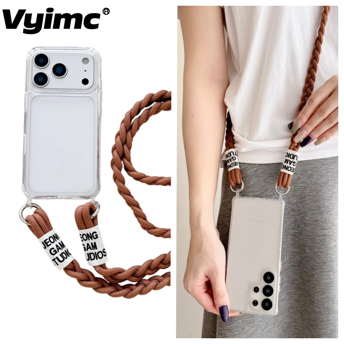 HD 클리어 아크릴 크로스바디 랜야드 분실 방지 케이스 아이폰 17 프로 맥스 16 14 15 플러스 13 11 12 XS 맥스 목걸이 스트랩 코드 커버