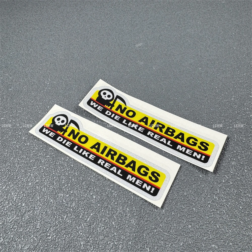 

2x Warning Airbags Safe Driving Real Man Stickers Motocross Bike Cycling Race Decal Car Styling Graphic Personalized Label