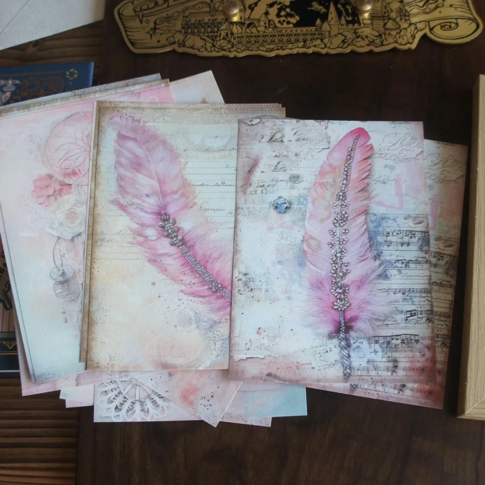

30 Sheet Colorful Feather Painting Background Design Craft Paper Gift Decoration Scrapbooking Handmade DIY