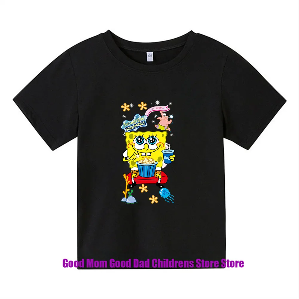 Spongebob Squarepants Summer Childrens Wear Boys And Girls T-shirt Top Cartoon Anime Print Children's Sportswear t shirt  boys