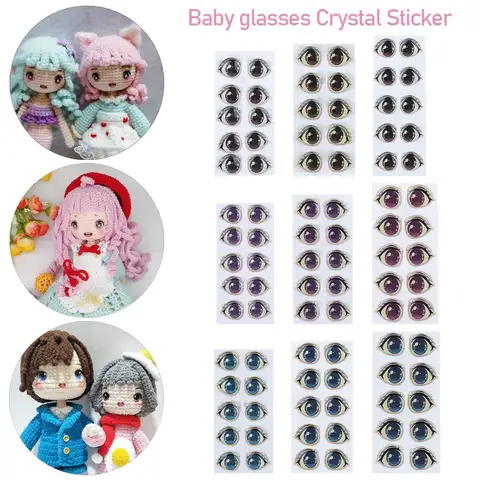 Cristallo di vetro blu/viola/marrone 8mm/10mm/12mm/15mm adesivi per occhi di cartone animato Face Organ Paster Anime Figurine Doll Eye Chips Paper