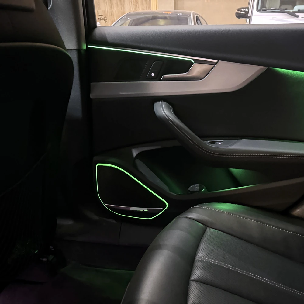 Car LED light strip suitable for Audi A4 A5 B9 Door speaker cover, Dashboard center console decorative panel light 32 colors