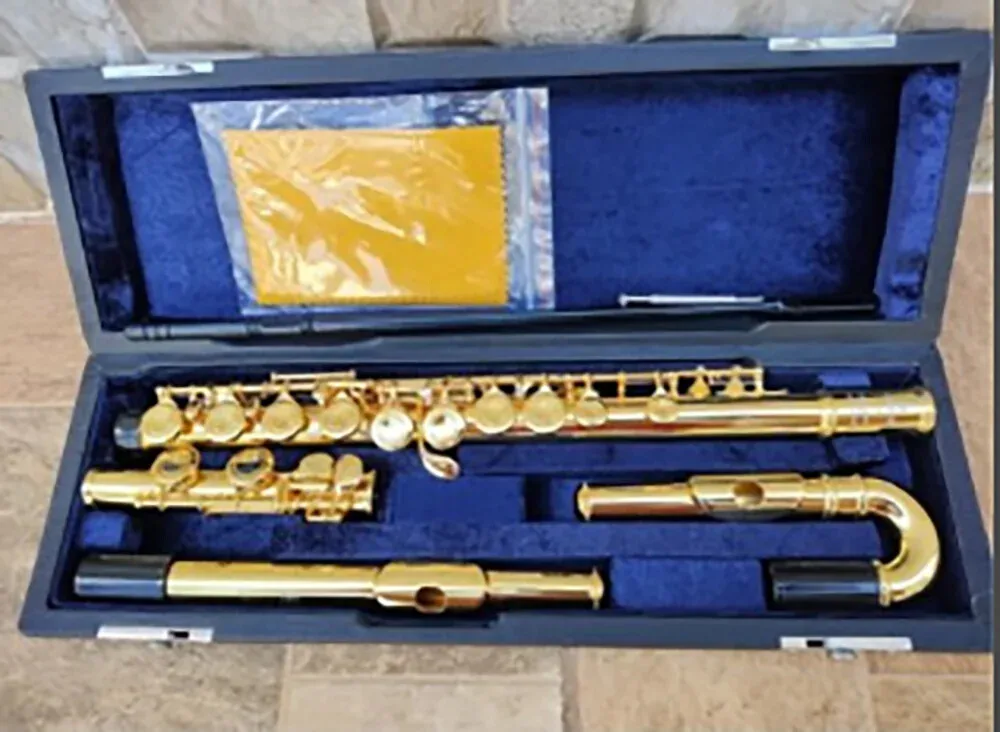 

New Professional Flute 471 Gold Plated Flute Gold Key Curved Flutes 16 Hol Close