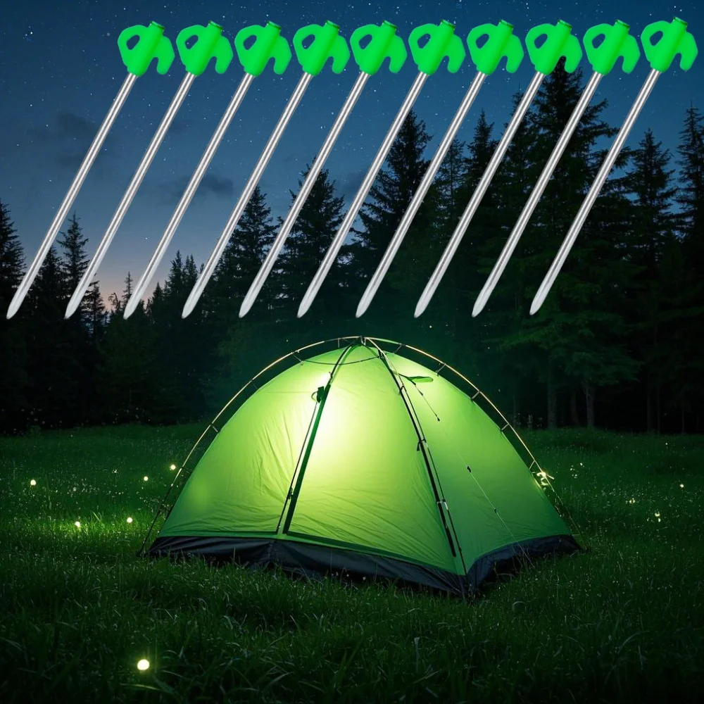 Heavy-Duty Tent Stake, 20Cm/7.87 Inch Thick Tent Nail, Illuminated Ground Stake in The Dark, Night Time Eye-Catching Injection