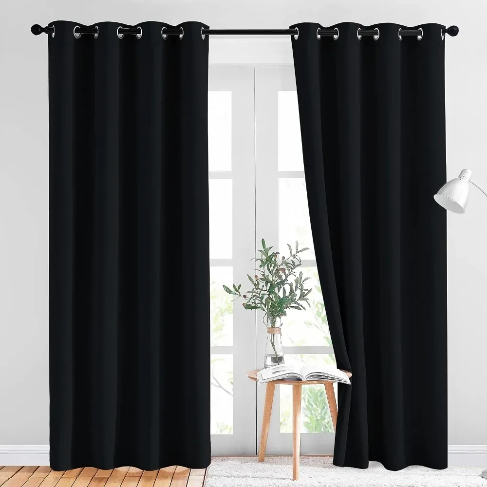 1PC 90% Blackout Curtain for Bedroom Living Room Window Screen Thermal Insulated Grommet Panels Light Reducing Shade Drapes