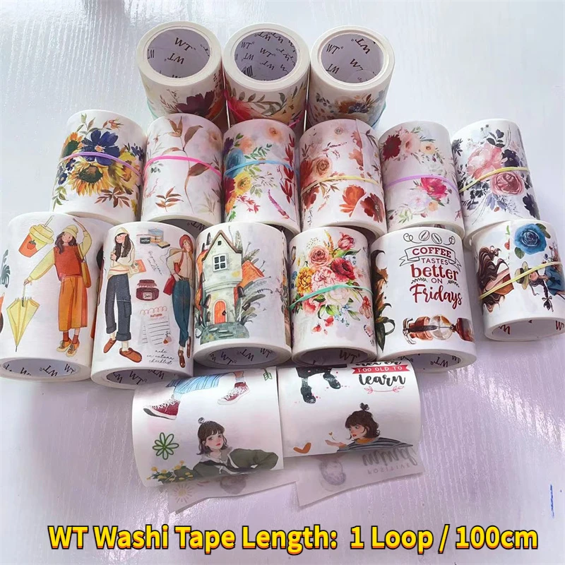 

1 Loop WT Washi Tape Sample Figures Flowers Masking Tape Japanese Decorative Sticker for Card Planner Scrapbooking Supply