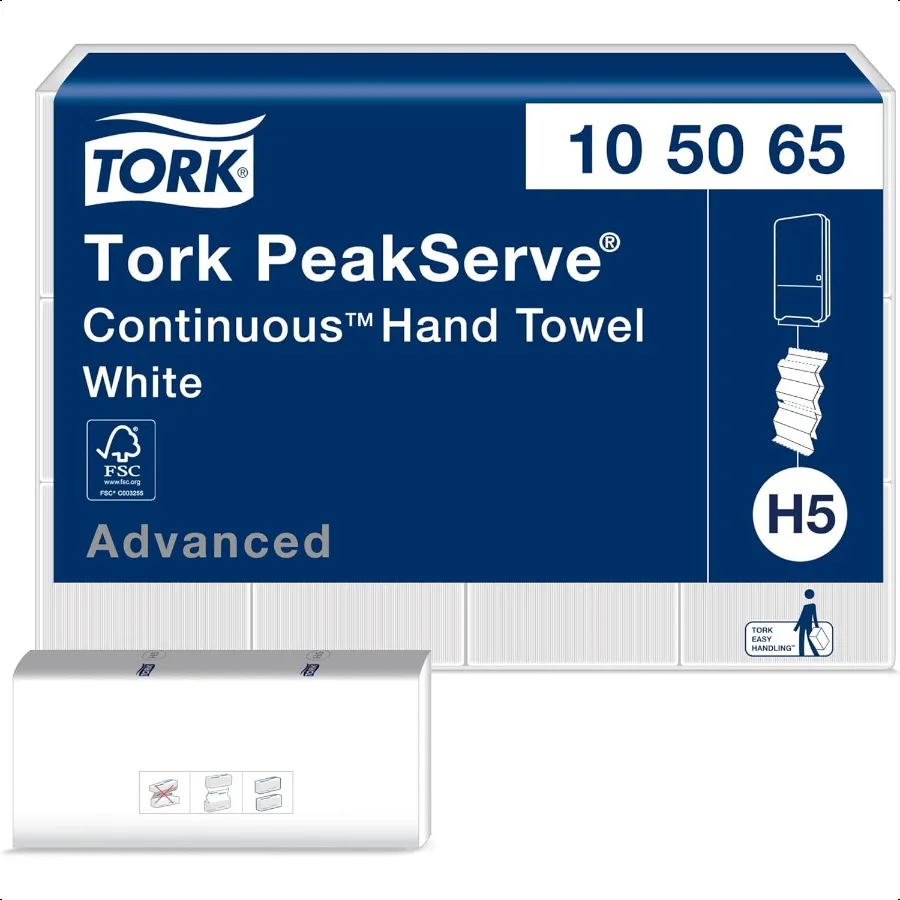 PeakServe Serviette Continue Blanc H5 Advanced Compred 12 x 410 feuilles 105065