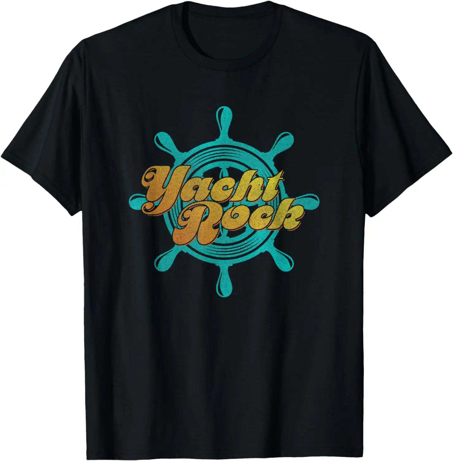 

Yacht Rock Party Boat Drinking Shirt Script Captain's Wheel T-Shirt