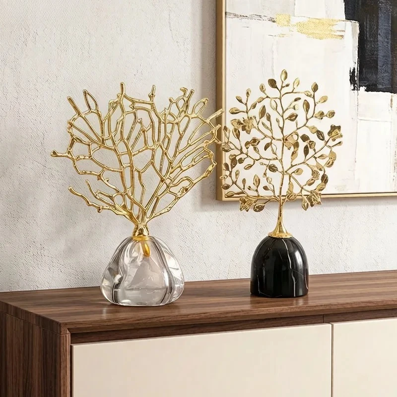 

Golden Wealth Tree Handicrafts Mascot Ornaments Desk Decoration Creative Artwork Alloy Coral Sculpture Room Aesthetics Decor