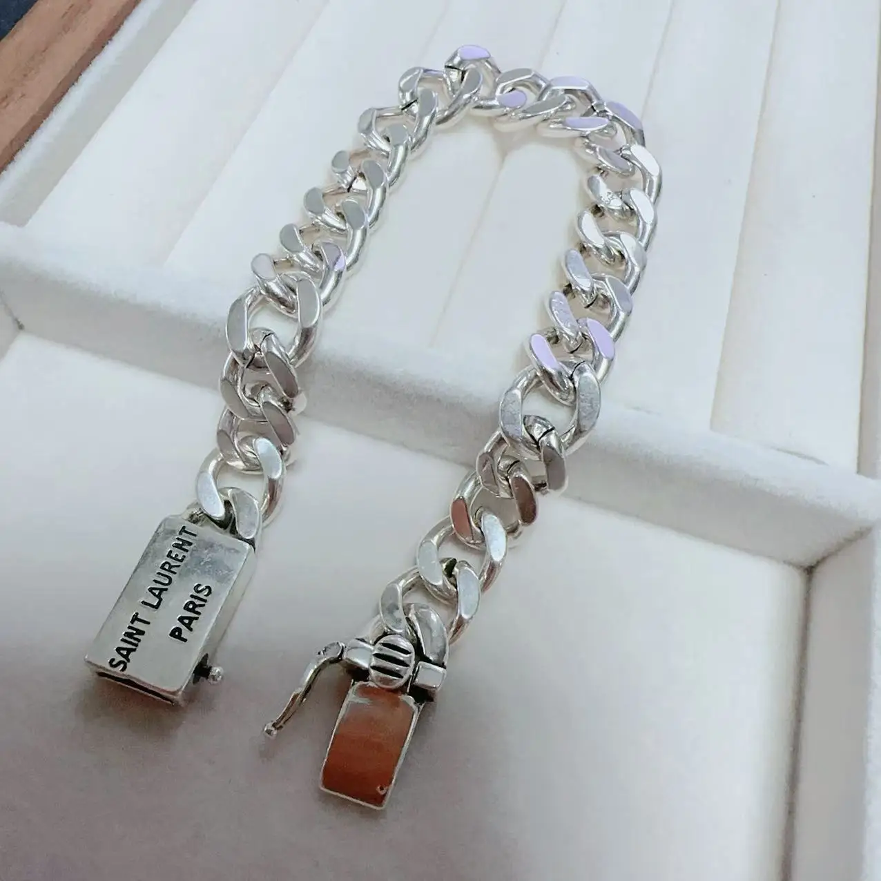 

S925 Vintage Hip Hop Silver Bracelet Miami Cuban Men's Trend Bracelet Casual Business Party Jewelry Gift