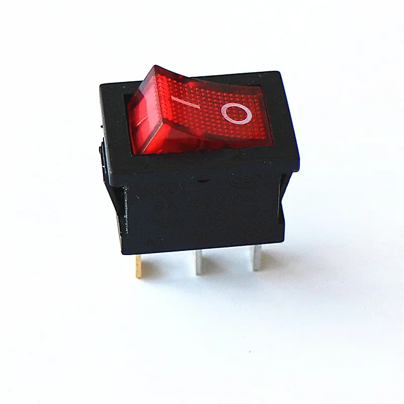 Joying Liang KCD1-102N 15x21mm Rocker Switch with Red Light ON/ OFF 3 Foot Water Dispenser Power Rocker Switch 15*21