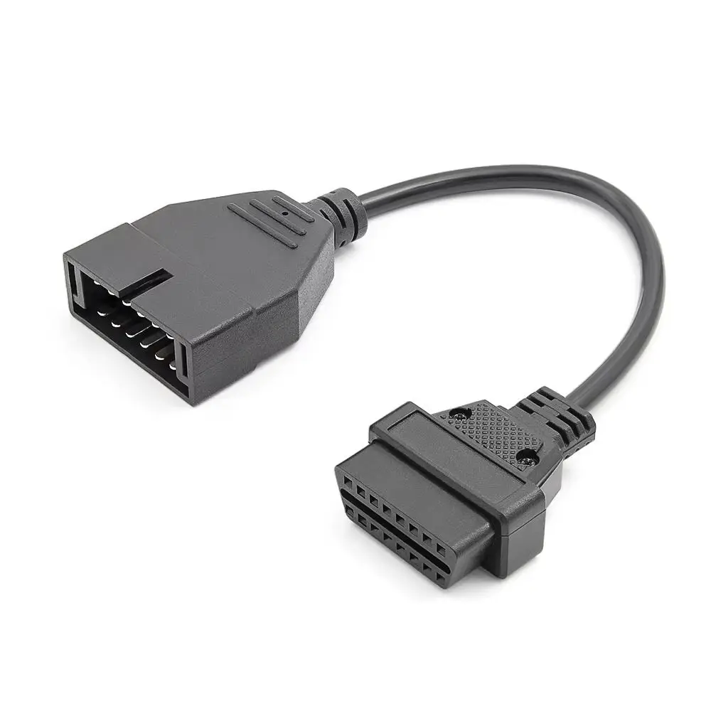 Plastic OBD2 Extension Cable 12Pin Design Extension Cable 16Pin Connector Connector Adapter Black Car Diagnostic Tool Car Repair